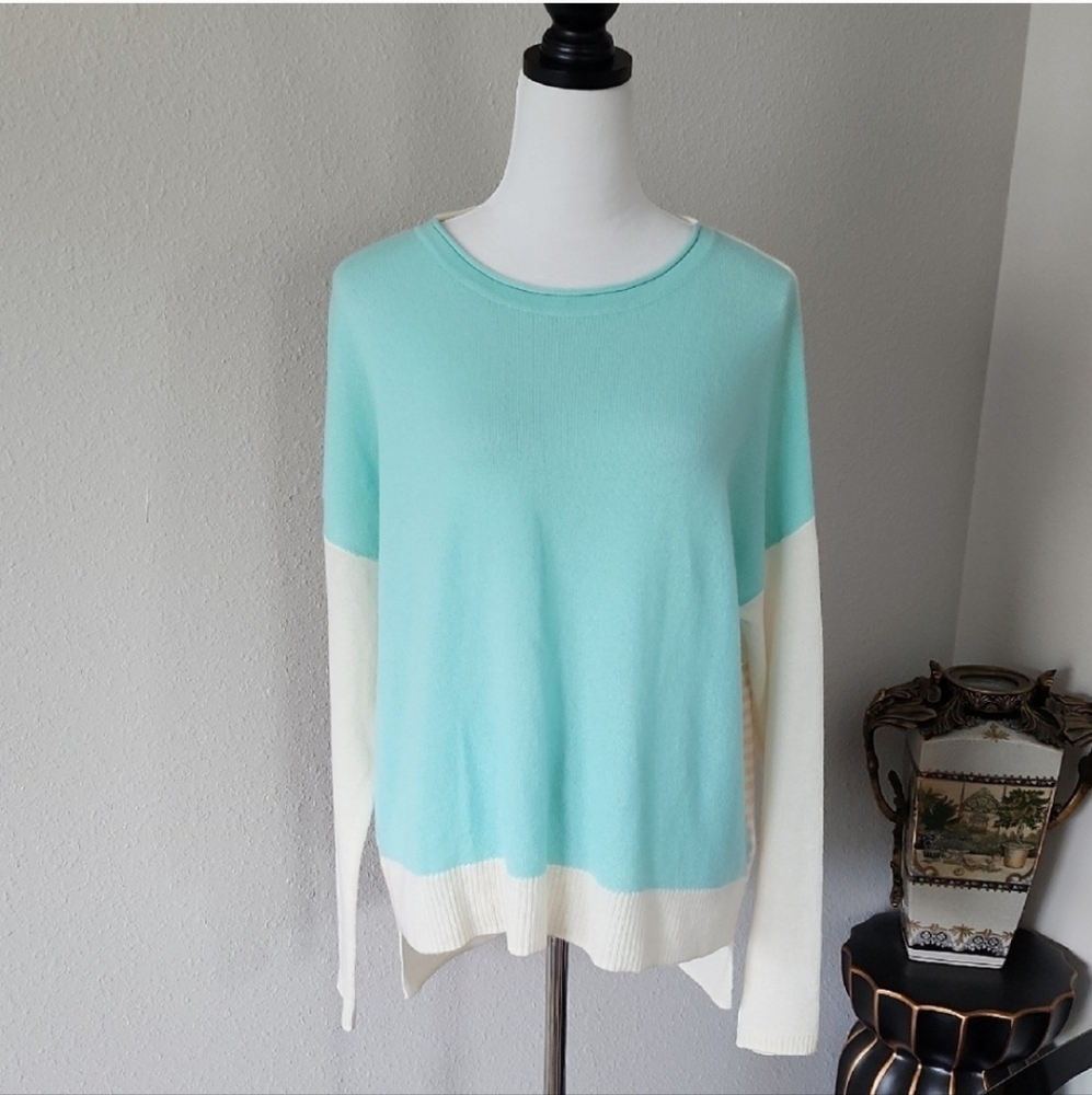 Charli Mint and Cream Cashmere Sweater